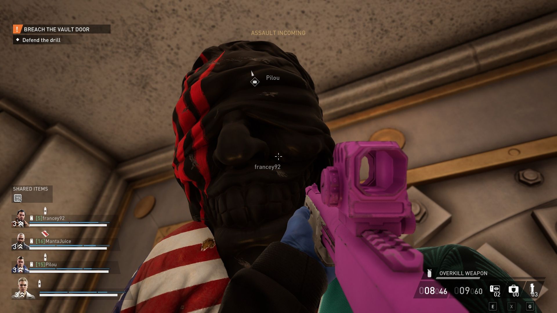 Payday 3 close up to a player