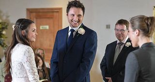 They struggle to contain their joy as they exchange vows