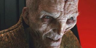Star Wars: The Last Jedi Andy Serkis Supreme Leader Snoke smiling in his throne room