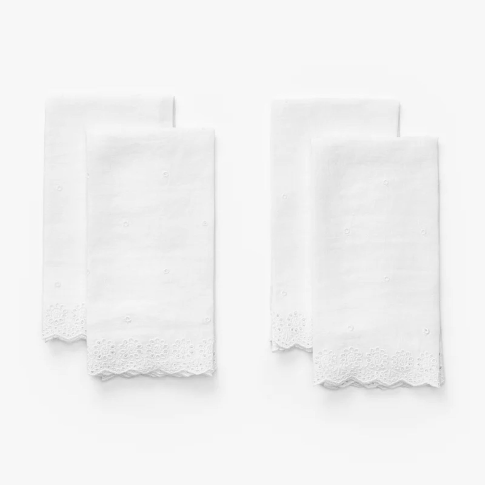 White napkins with broderie trim