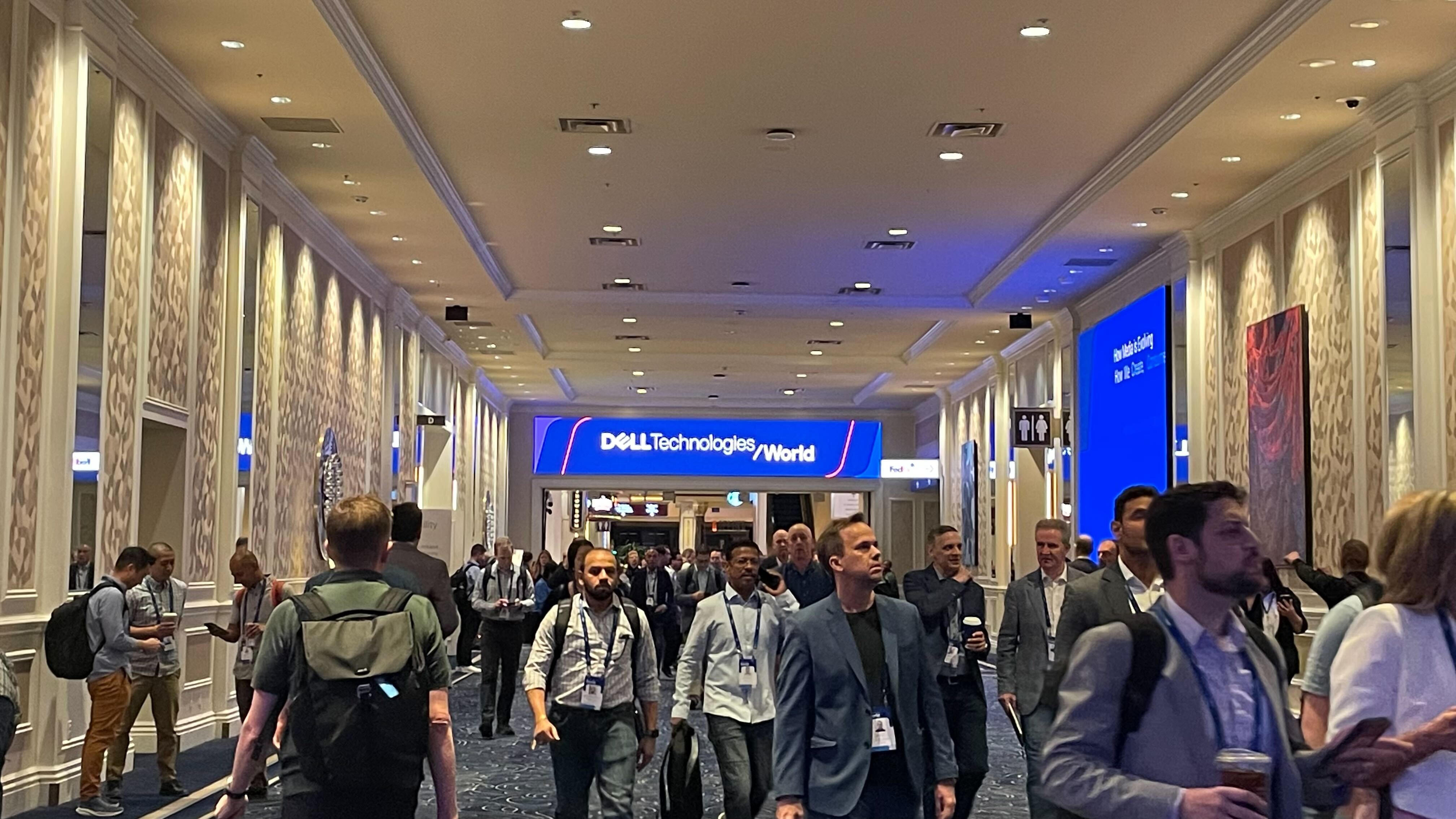 A crowd of people walking along a corridor at Dell Technologies World 2026