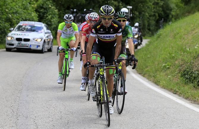 Jeffry Romero (Colombia) leads the breakaway
