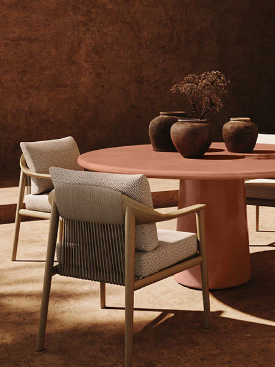 An orange santo microskin dining table from Nth Degree