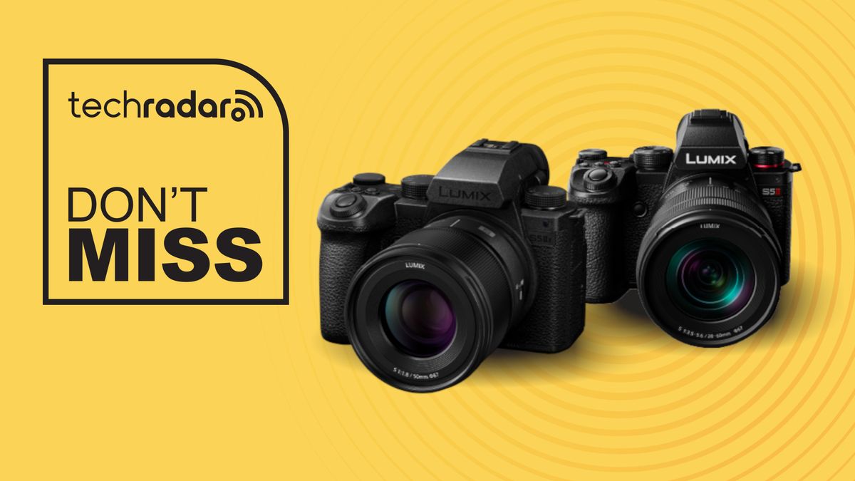 Panasonic Lumix S5 II and Panasonic Lumix S5X II on yellow background with don&#039;t miss text overlay