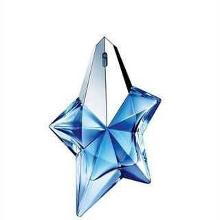 A blue star-shaped glass perfume bottle from Mugler in w&h's best vanilla perfume guide.