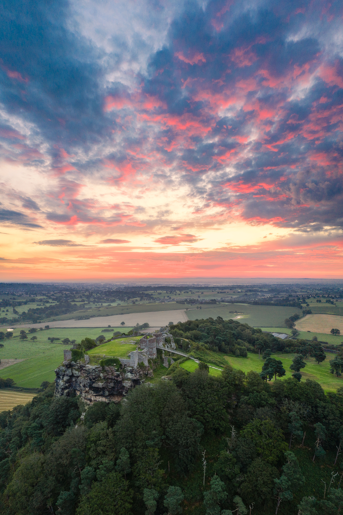 An example of a stitched together portrait image taken on a drone