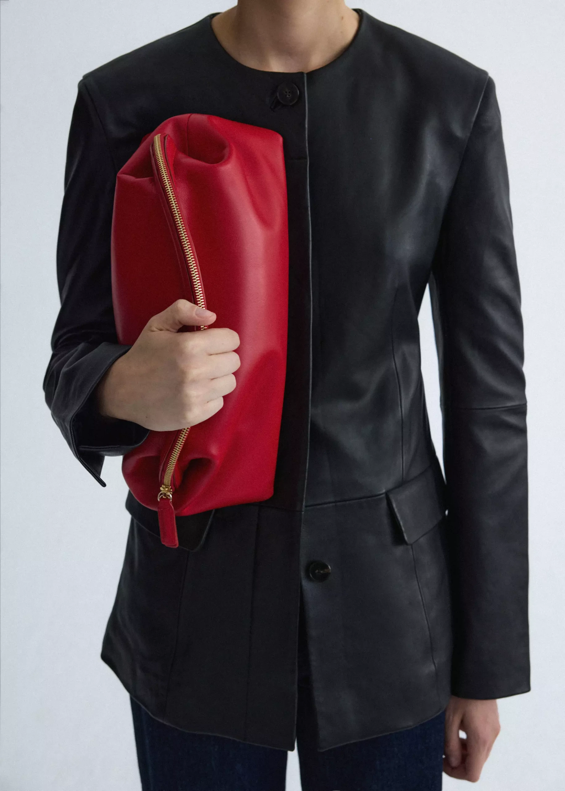 Leather Round-Neck Blazer - Women | Mango Usa