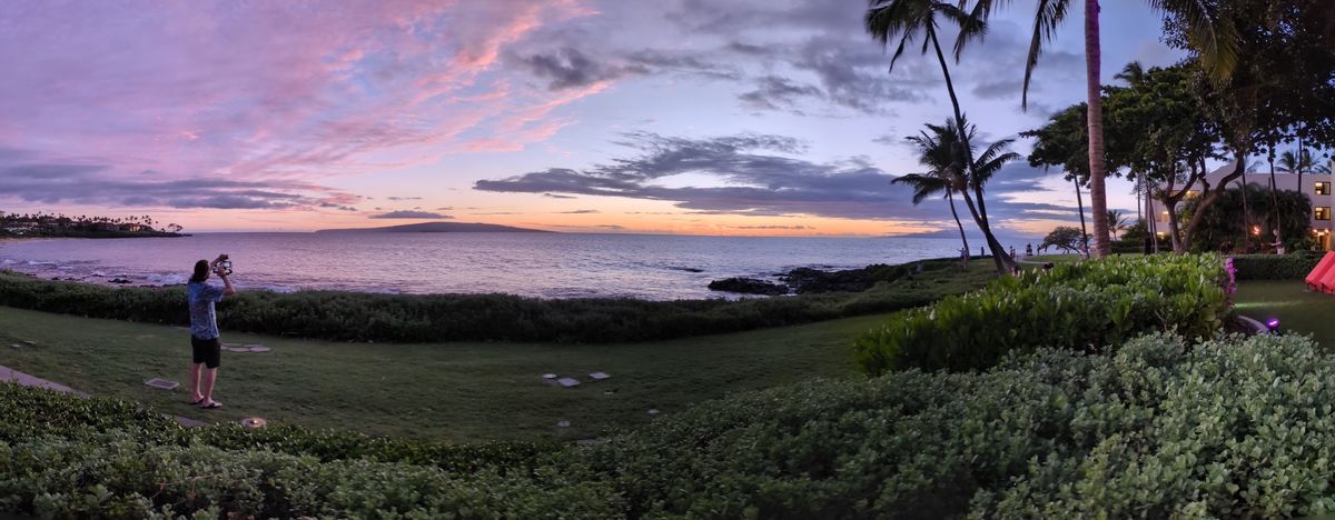 Maui shoreline at sunset panorama shot by Pixel 8a