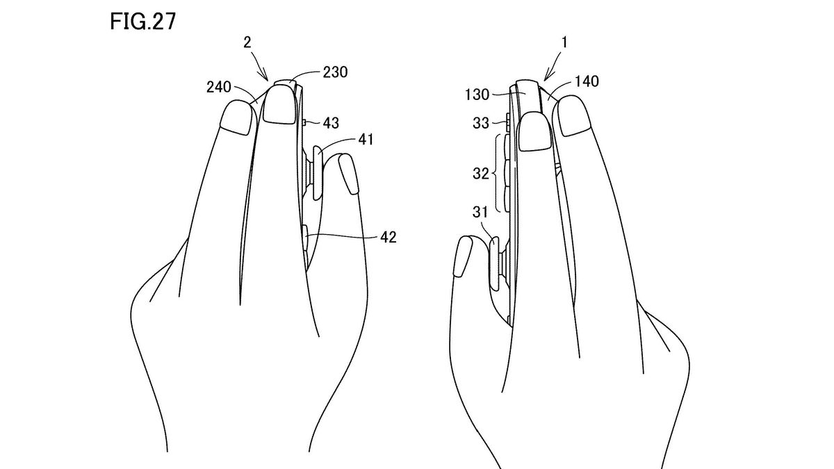 Screenshot of Nintendo Switch 2 Joy-Con Patent with hands on two controllers