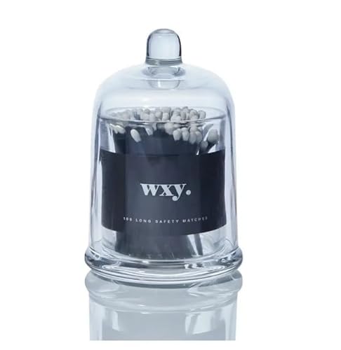 Wxy. Matches in Glass Cloche - Black With White Tips