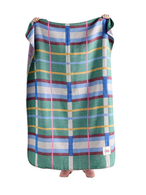 Davina Cotton Plaid Patch Woven Throw Blanket