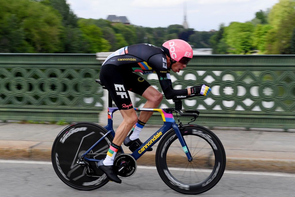 TURIN ITALY MAY 08 Hugh Carthy of United Kingdom and Team EF Education Nippo during the 104th Giro dItalia 2021 Stage 1 a 86km Individual Time Trial stage from Torino to Torino ITT girodiitalia Giro on May 08 2021 in Turin Italy Photo by Tim de WaeleGetty Images
