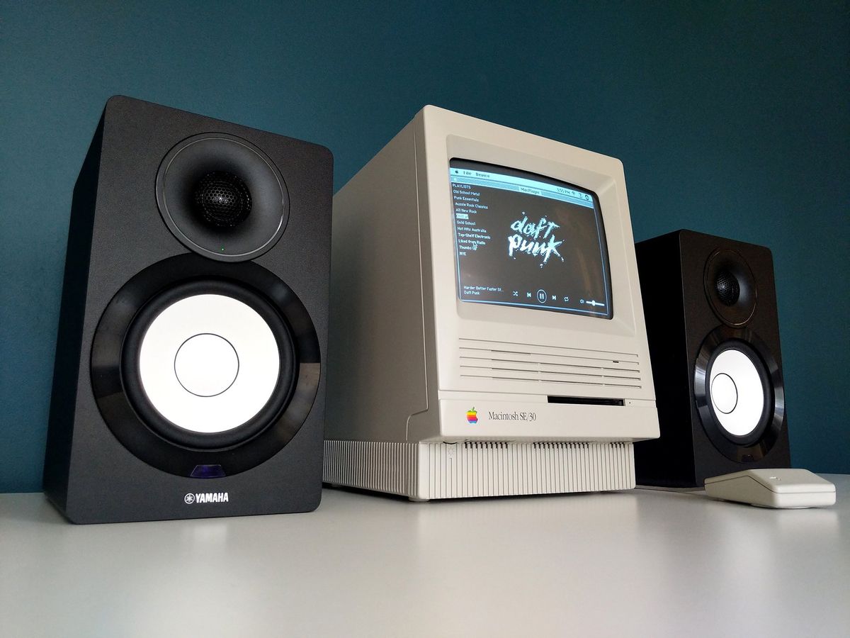 Spotify on a Mac SE/30