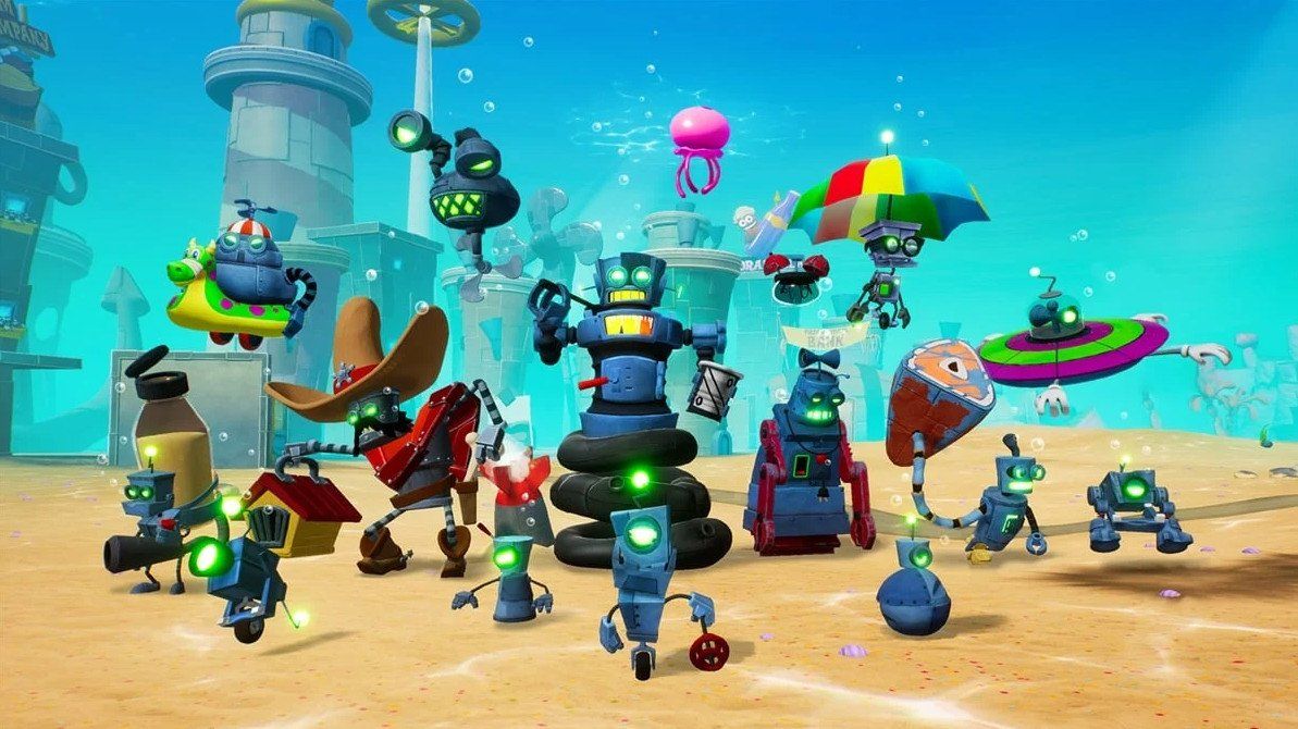 spongebob pc game fighting robots