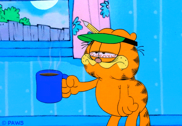 Garfield drinking coffee gif