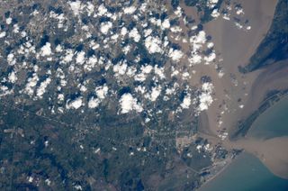 Flooding in Houston, as seen from the International Space Station, after Hurricane Harvey.