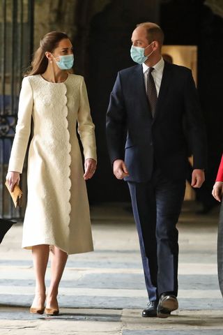 Kate Middleton and Prince William at the COVID-19 vaccination centre in Westminster Abbey in 2021.