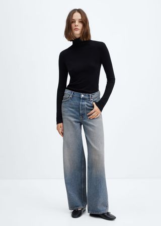 Wideleg Mid-Rise Jeans - Women