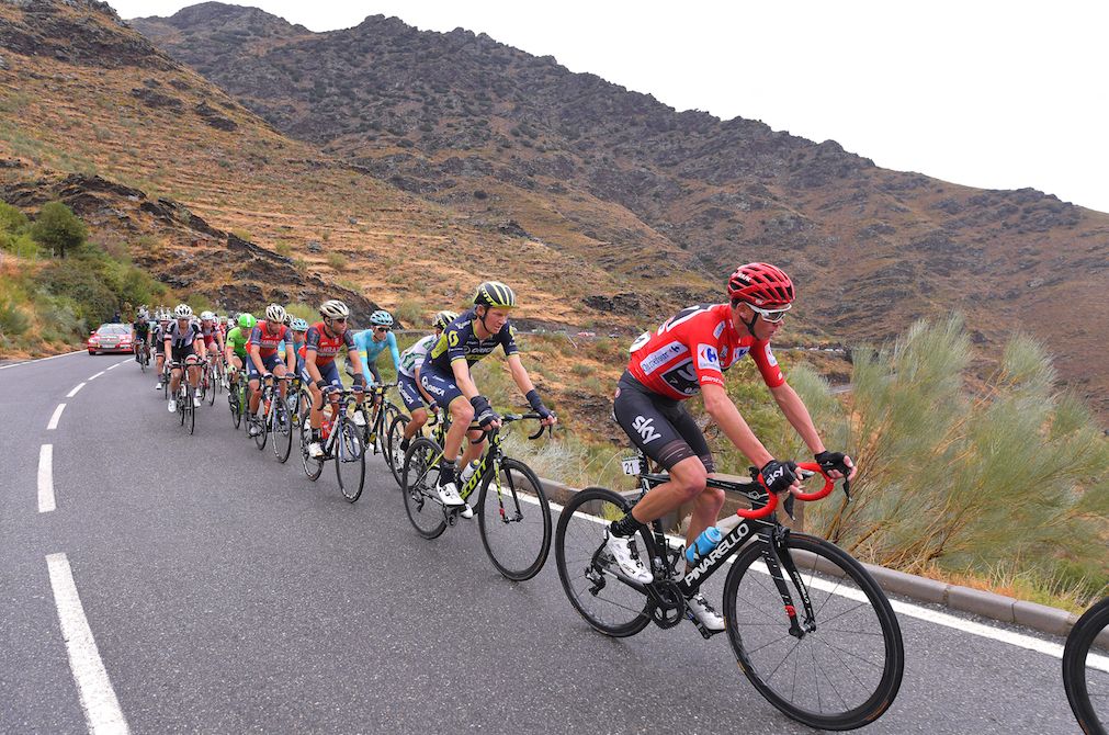 Chris Froome in the pack on stage 11 of the Vuelta a Espa&ntilde;a