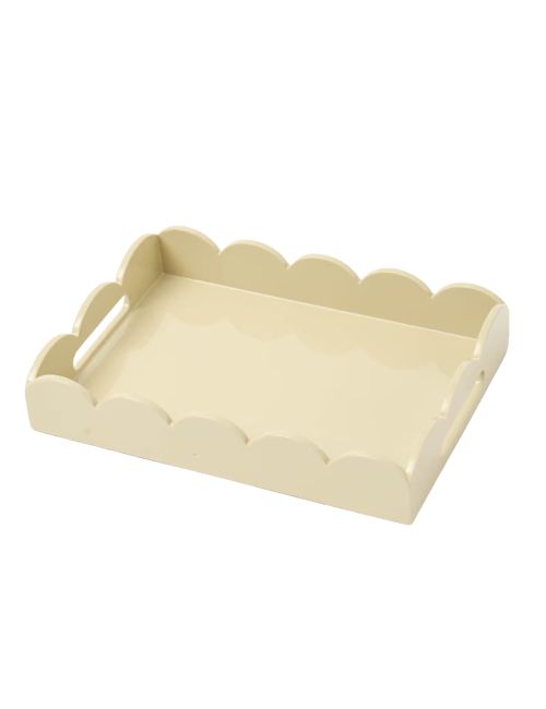 Putty Small Scalloped Lacquer Tray