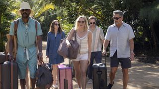 Colman Domingo as Danny, Tina Fey as Kate, Erika Henningsen as Ginny, Will Forte as Jack, and Steve Carell as Nick in Episode 103 of The Four Seasons.