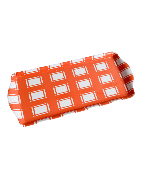 Orange Gingham Melamine Outdoor Tray