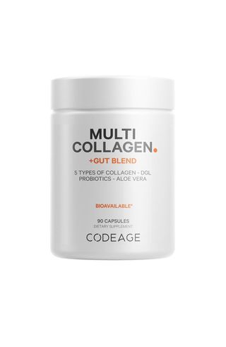 Multi Collagen Capsules + Gut Health Blend, Digestion Probiotics, Collagen 5 Types Botanicals, 90 Ct