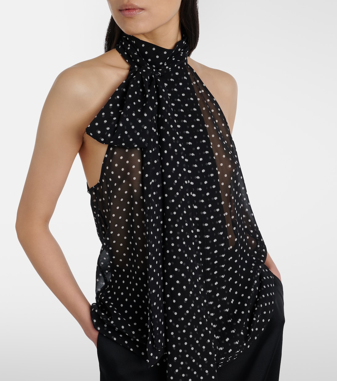 Draped Polka-Dot Silk Blouse in Black - Tom Ford