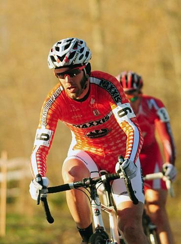 Geoff Kabush (Team Maxxis-Rocky Mountain) on a high speed fire road.