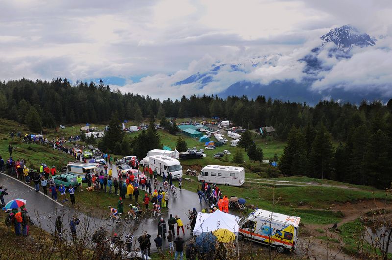 The tifosi camped out on the Mortirolo in 2010