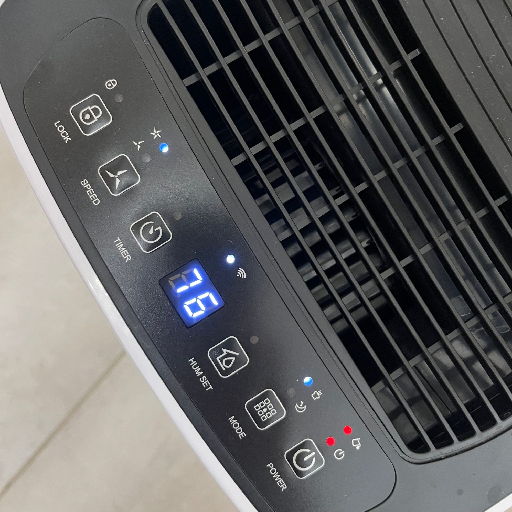 Devola 12L Compressor Dehumidifier displaying full bucket