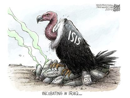 Political cartoon ISIS chemical weapons Iraq world