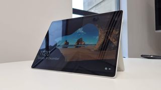 Surface Pro 8 in an office on a white table