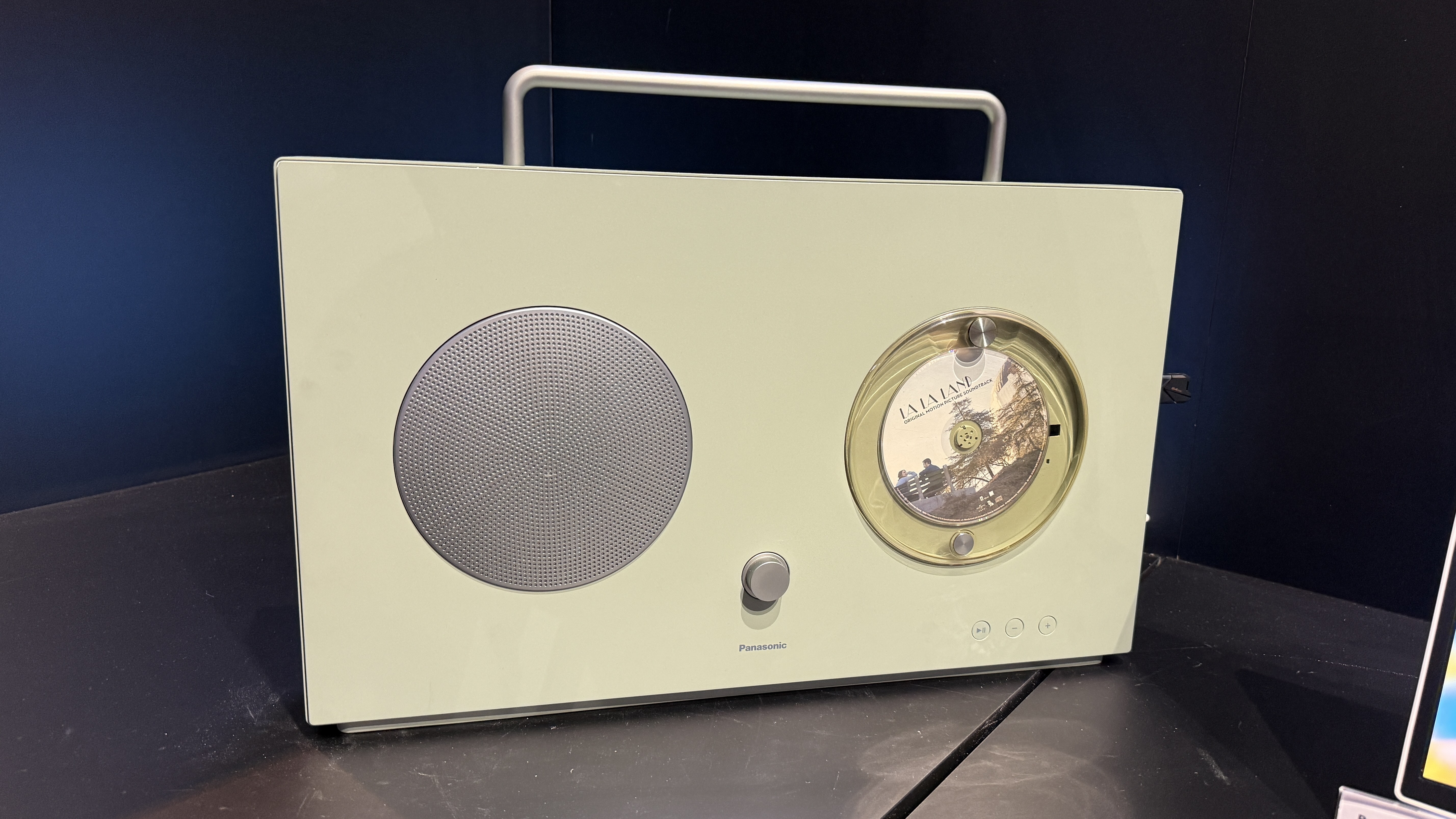 Panasonic portable TV concept showing the speaker and CD player on the real