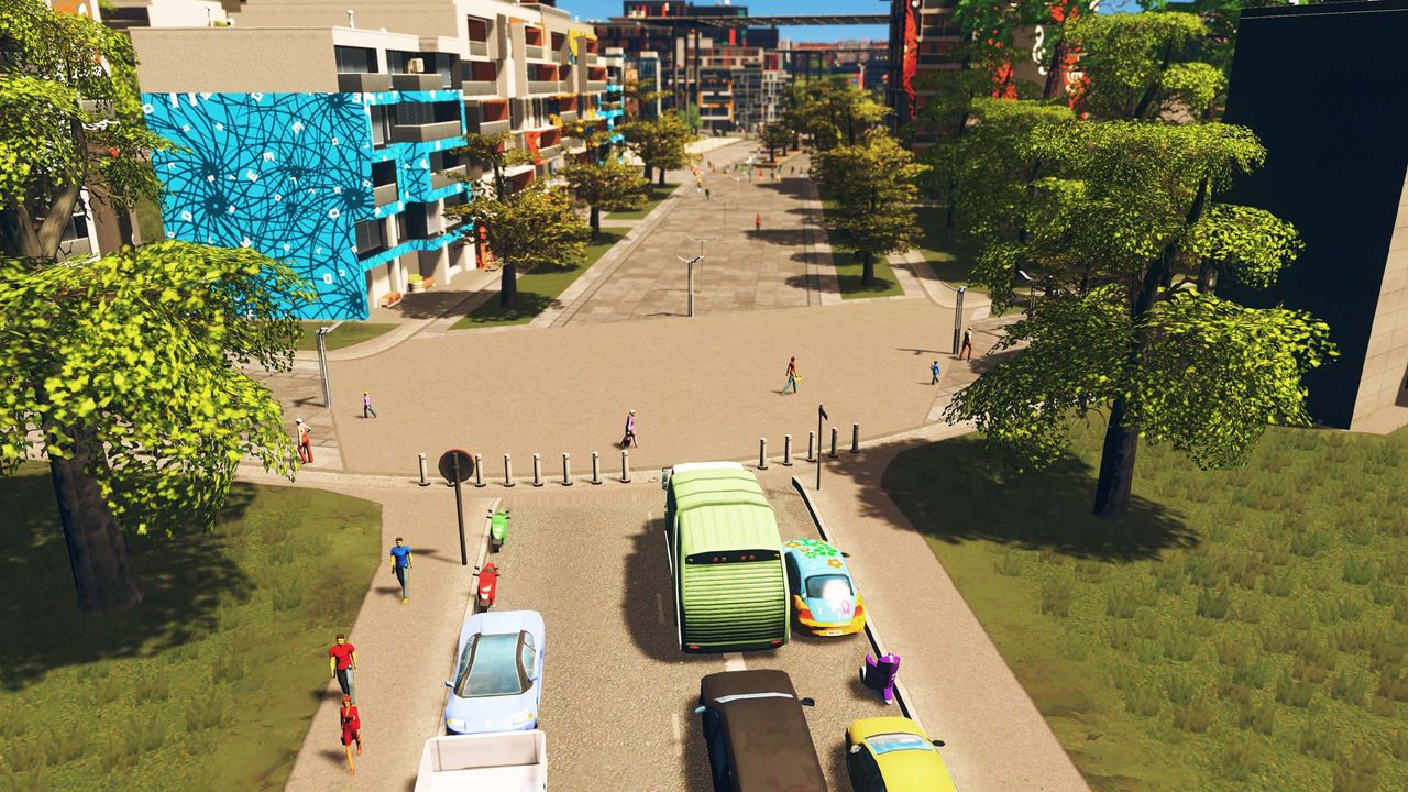 An image of a pedestrian street from Cities: Skylines