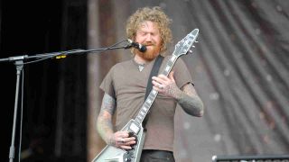 Mastodon’s Brent Hinds onstage at Sonisphere in 2011