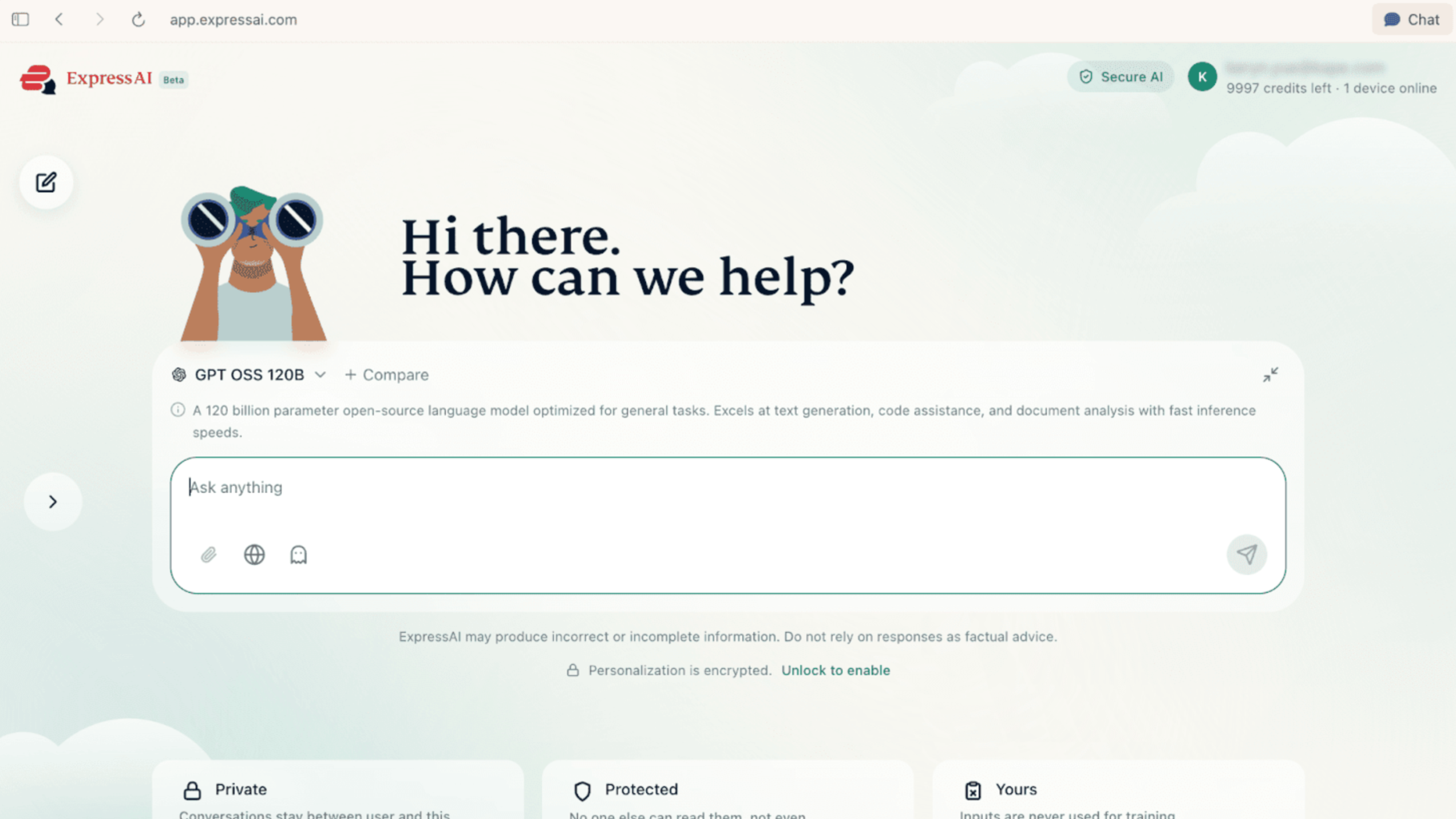 Express AI user interface
