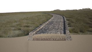 Here, a reconstruction of the Treporti Channel road in Roman rimes. The Venice lagoon would have been to the left of the road and to the Adriatic Sea to the right.