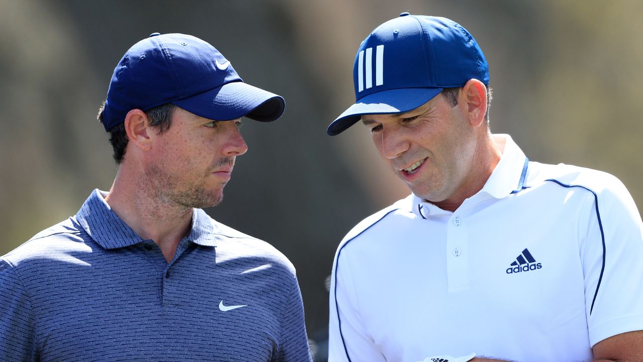 Rory McIlroy and Sergio Garcia at the 2021 Players Championship at TPC Sawgrass