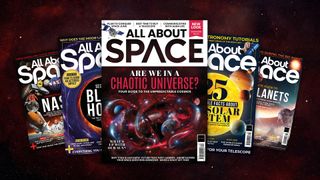 Stack of magazines with the cover of All About Space issue 130 on the top. 