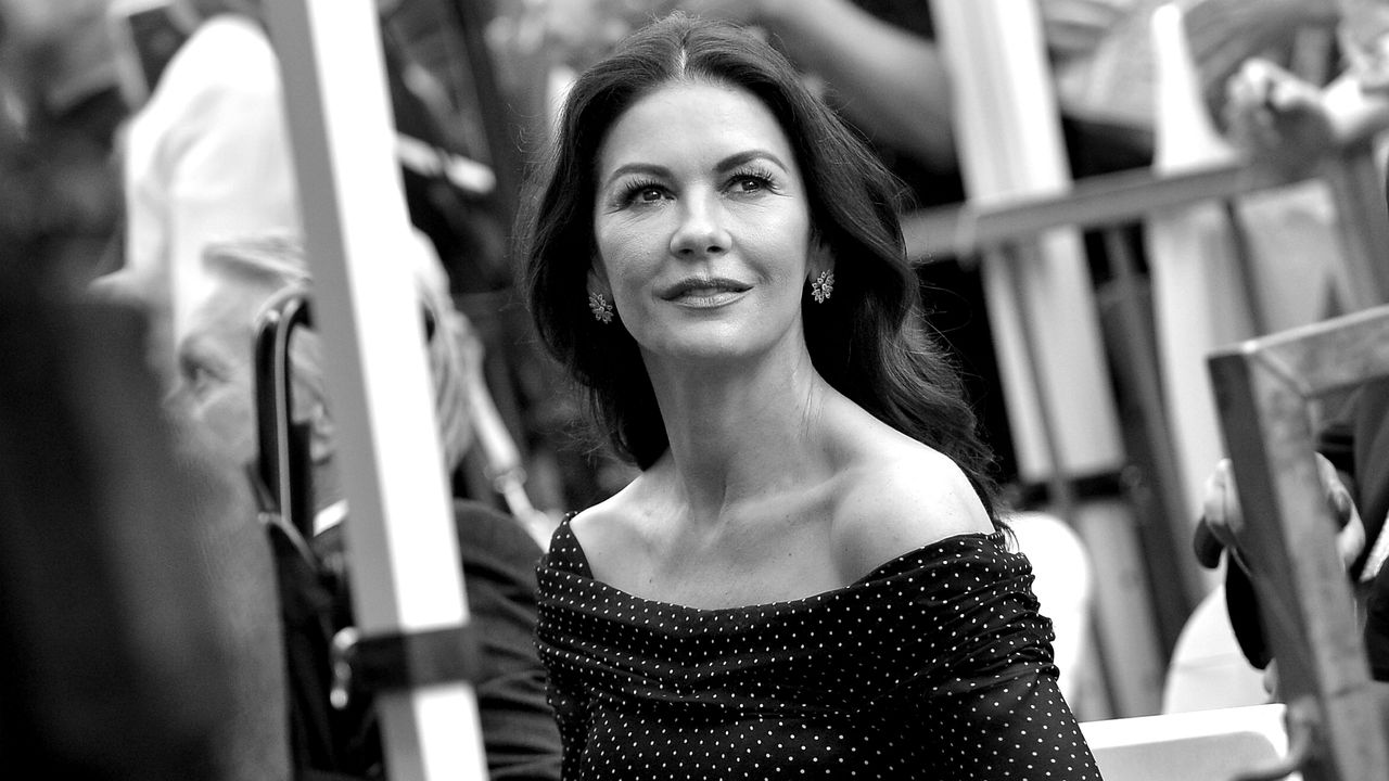 Catherine Zeta-Jones interview, actress headshot in black and white