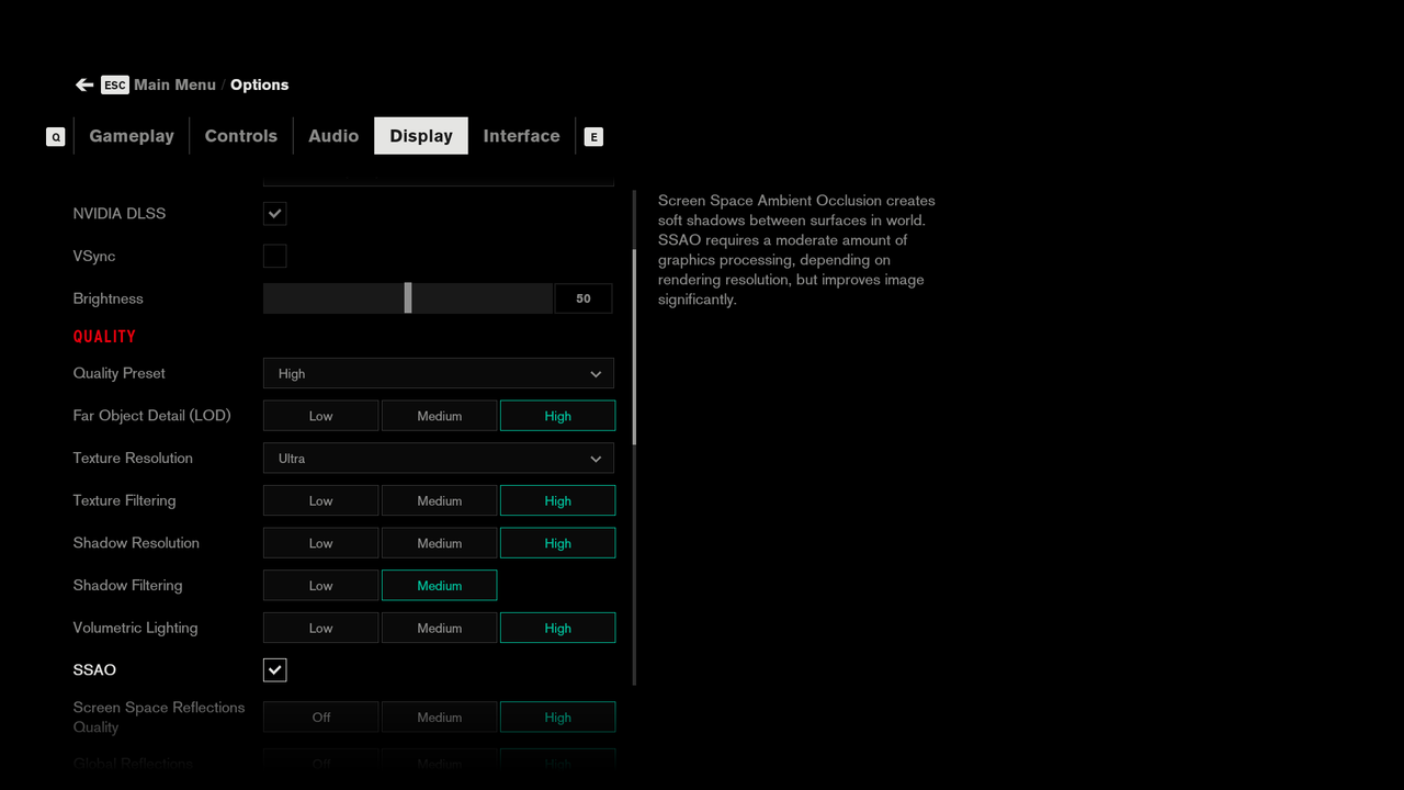 Control graphics settings