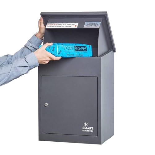 Smart Parcel Box Wall Mounted Parcel Box Outdoor, Medium Grey Delivery Box, Secure, Durable Galvanised Steel Weatherproof, Lockable for Post, Multiple Letters &amp;amp; Large Package Drop