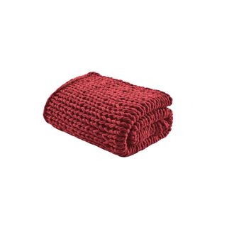 Chunky Double Knit Handmade Throw in red