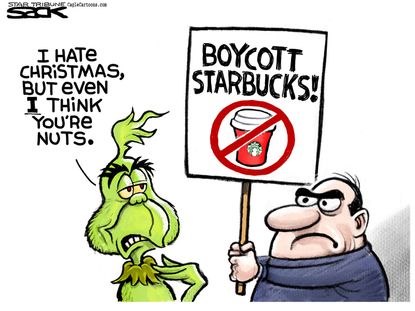 Editorial cartoon U.S. Christmas Starbucks