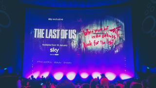 A shot of the Last of Us promo screen in a cinema
