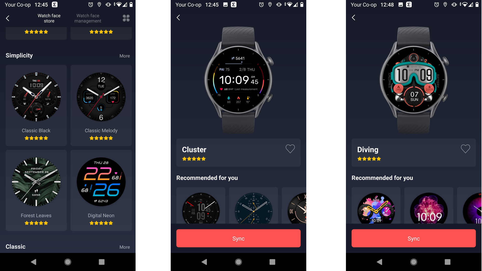 Watch faces in the Zepp mobile app