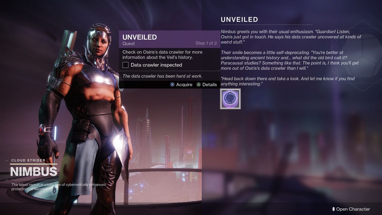 Destiny 2 Unveiled quest from Nimbus