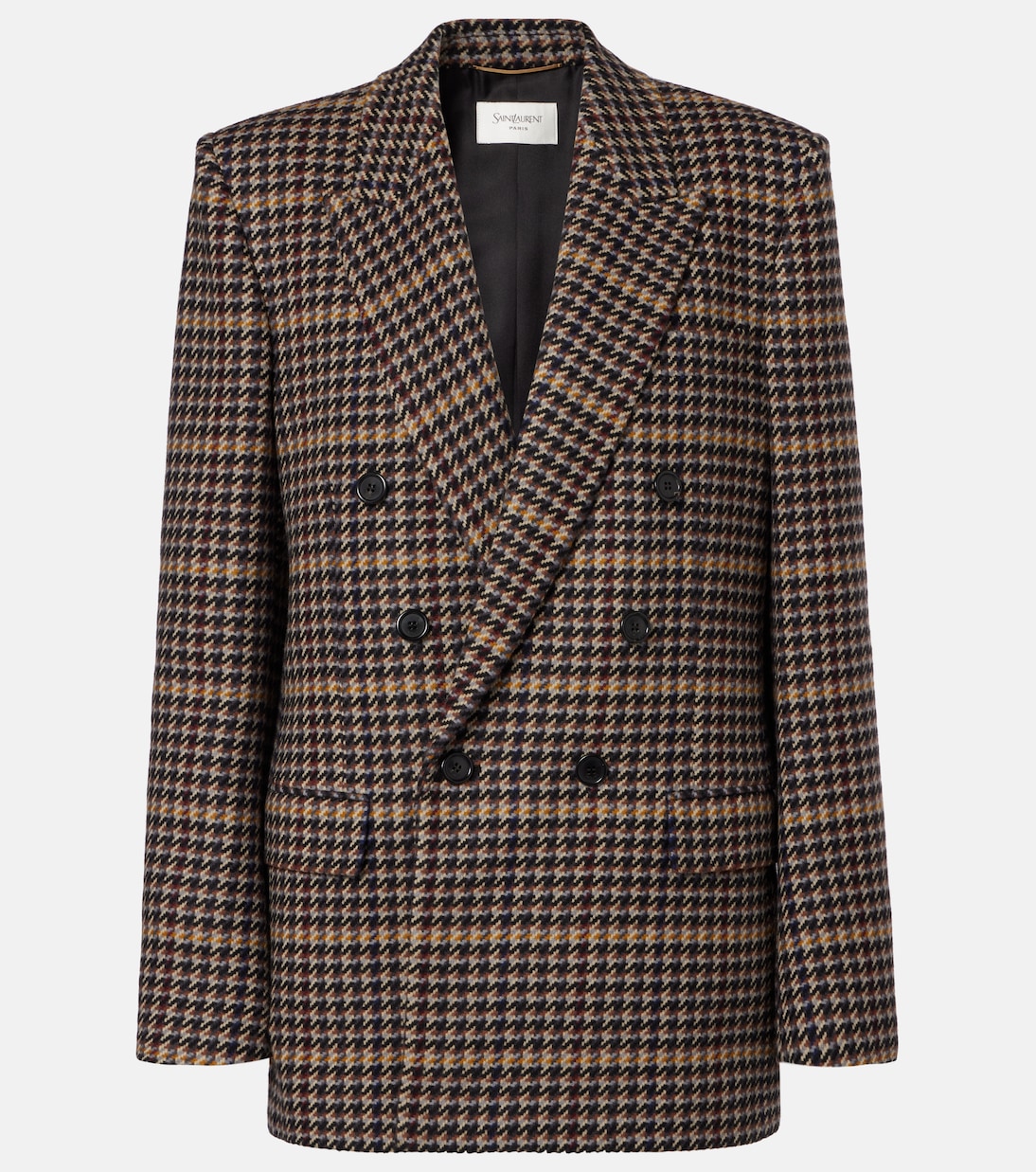 Houndstooth Double-Breasted Wool Blazer