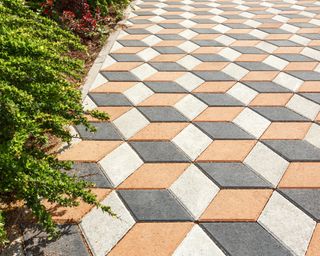 block paving design with different colours
